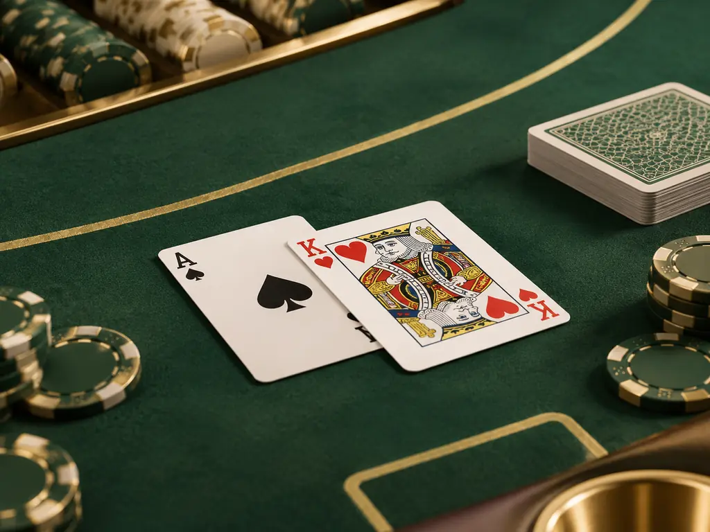 As dan king di atas kain meja blackjack